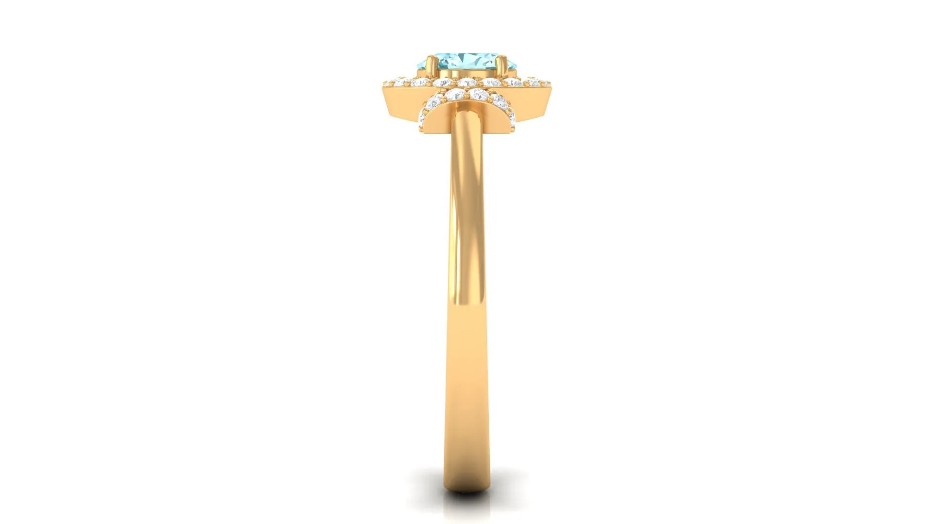 0.50 CT Aquamarine Halo Engagement Ring with Diamond