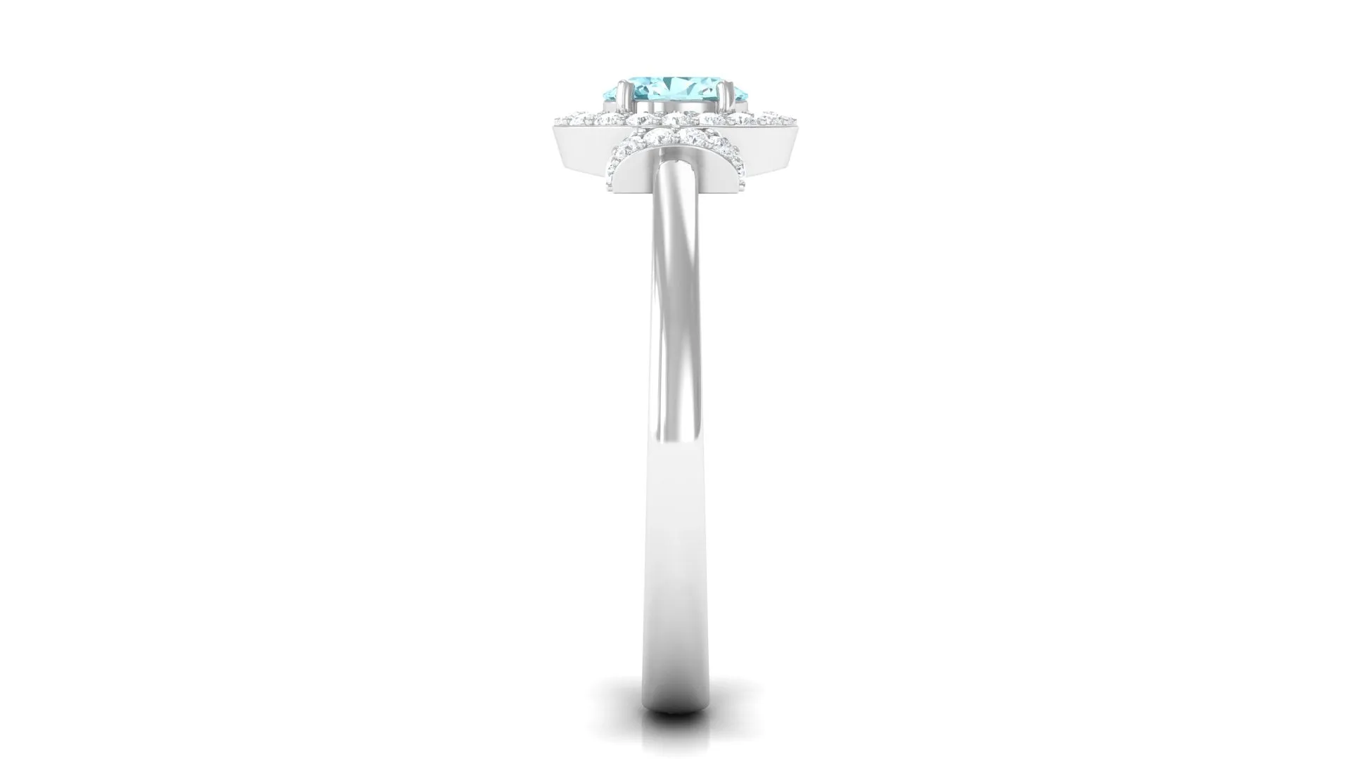 0.50 CT Aquamarine Halo Engagement Ring with Diamond