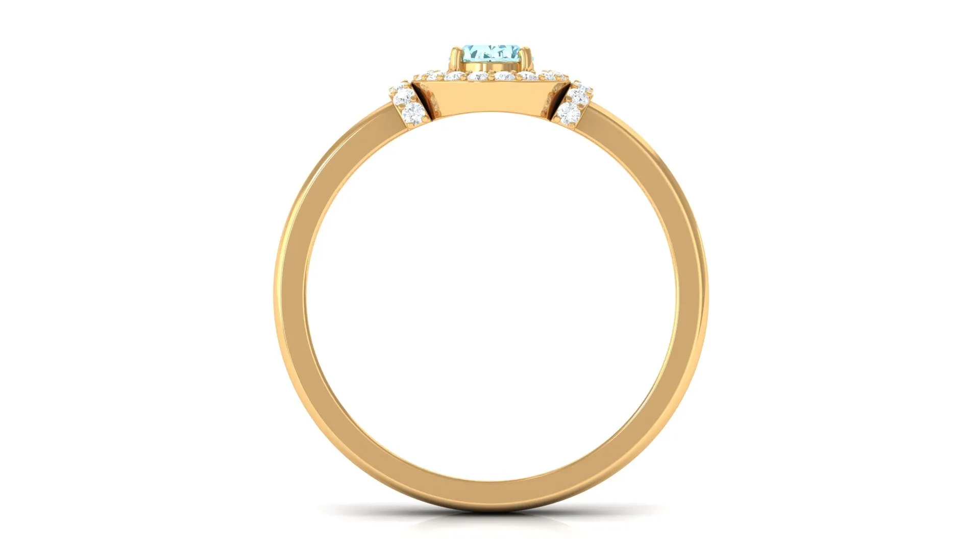 0.50 CT Aquamarine Halo Engagement Ring with Diamond