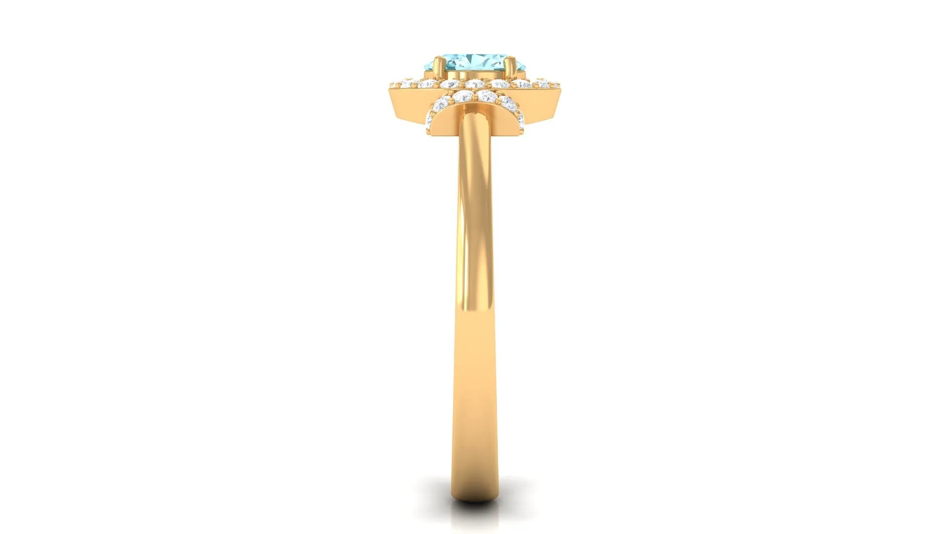 0.50 CT Aquamarine Halo Engagement Ring with Diamond