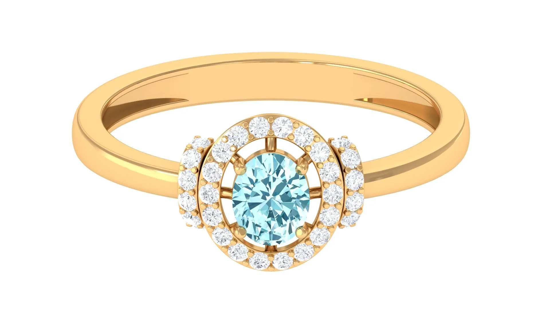 0.50 CT Aquamarine Halo Engagement Ring with Diamond