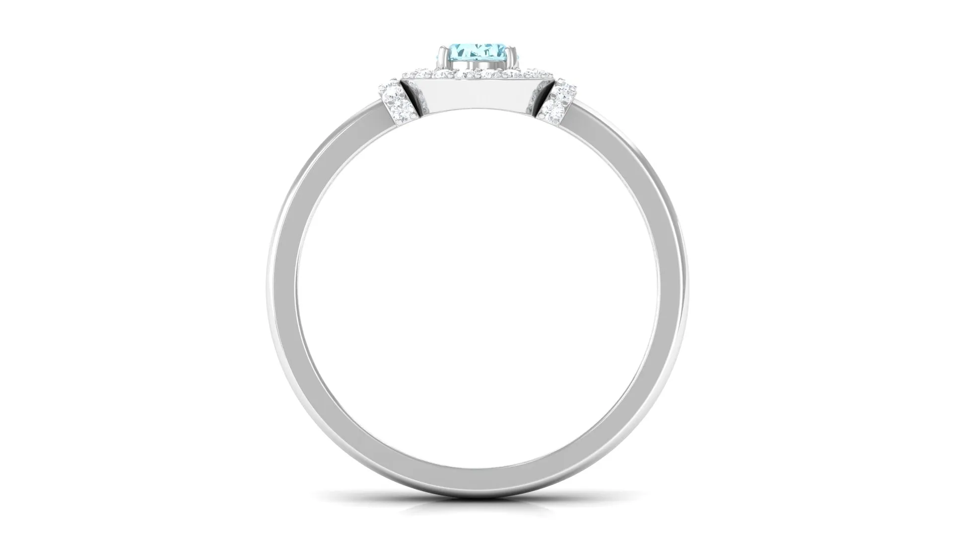 0.50 CT Aquamarine Halo Engagement Ring with Diamond