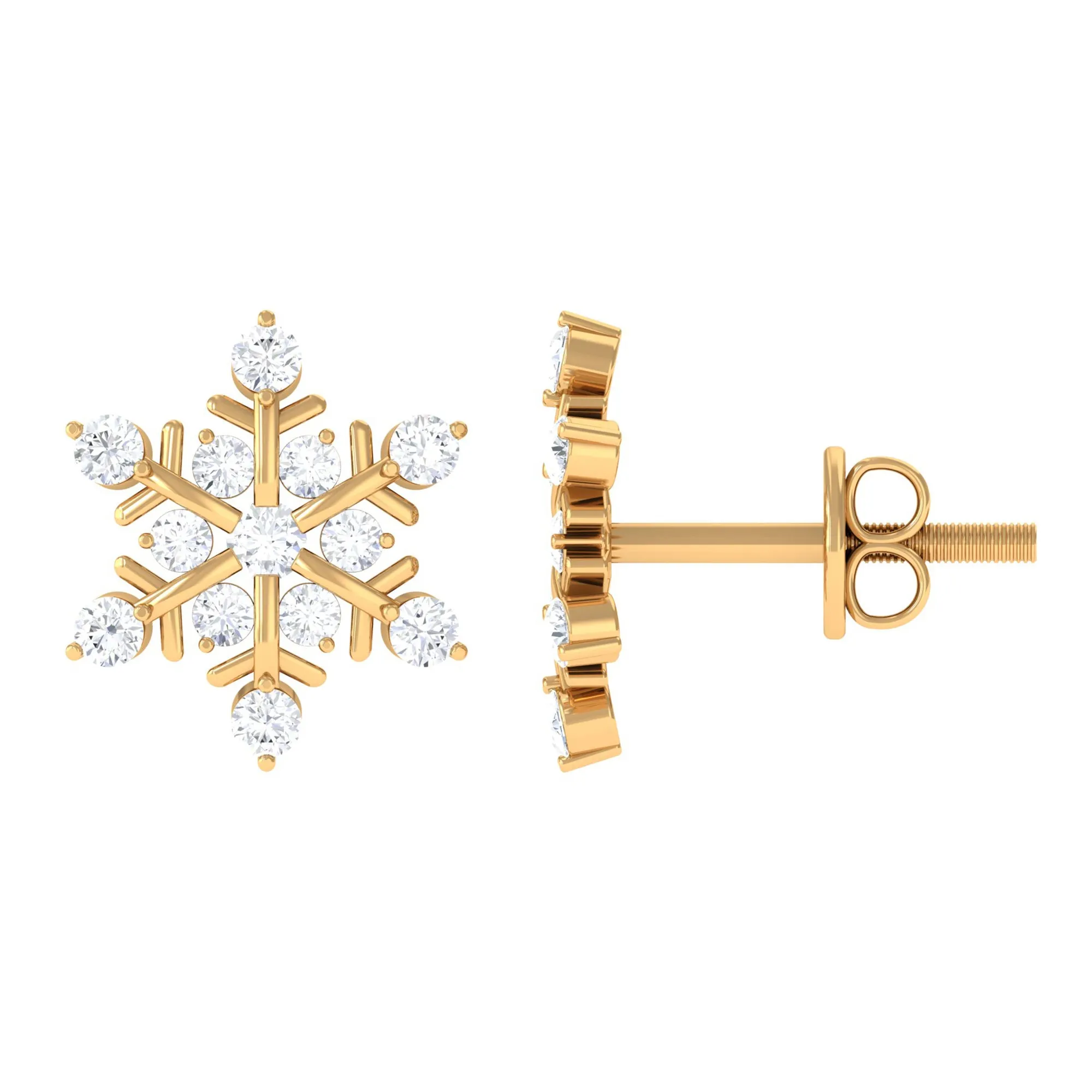 0.75 CT Moissanite Snowflake Stud Earrings