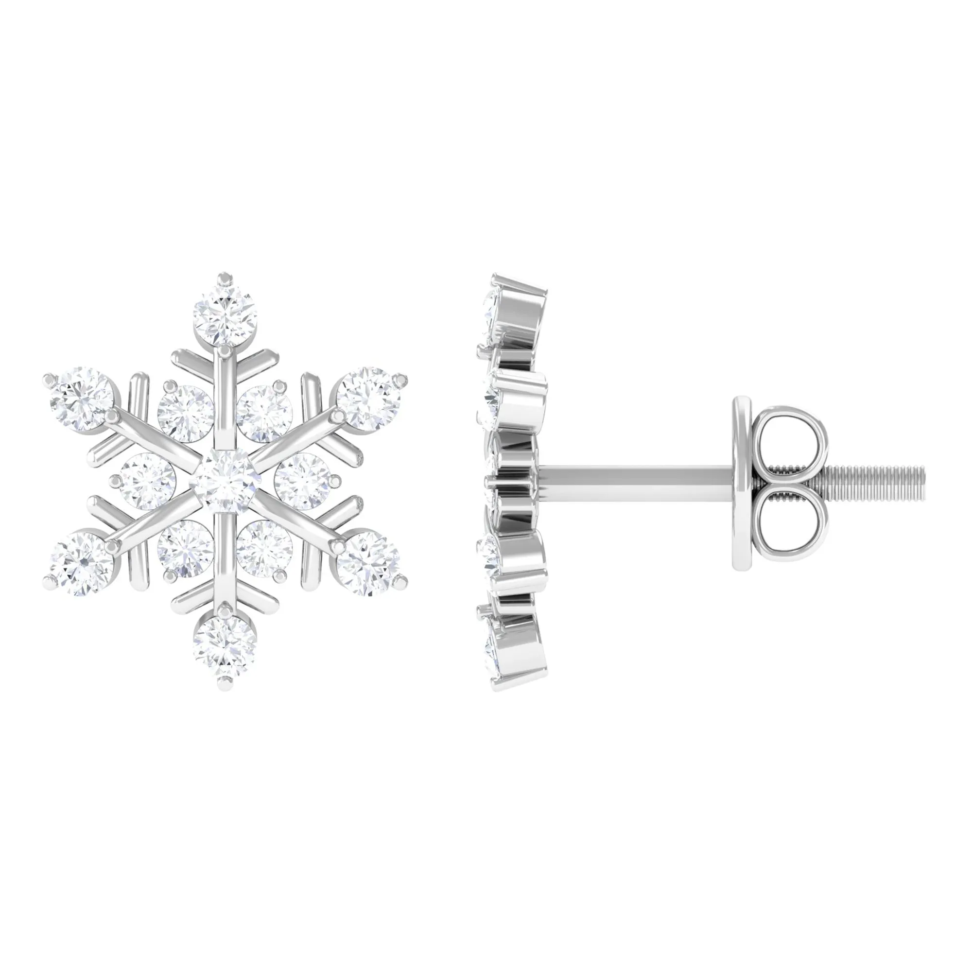0.75 CT Moissanite Snowflake Stud Earrings