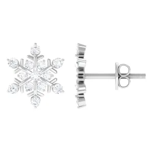 0.75 CT Moissanite Snowflake Stud Earrings