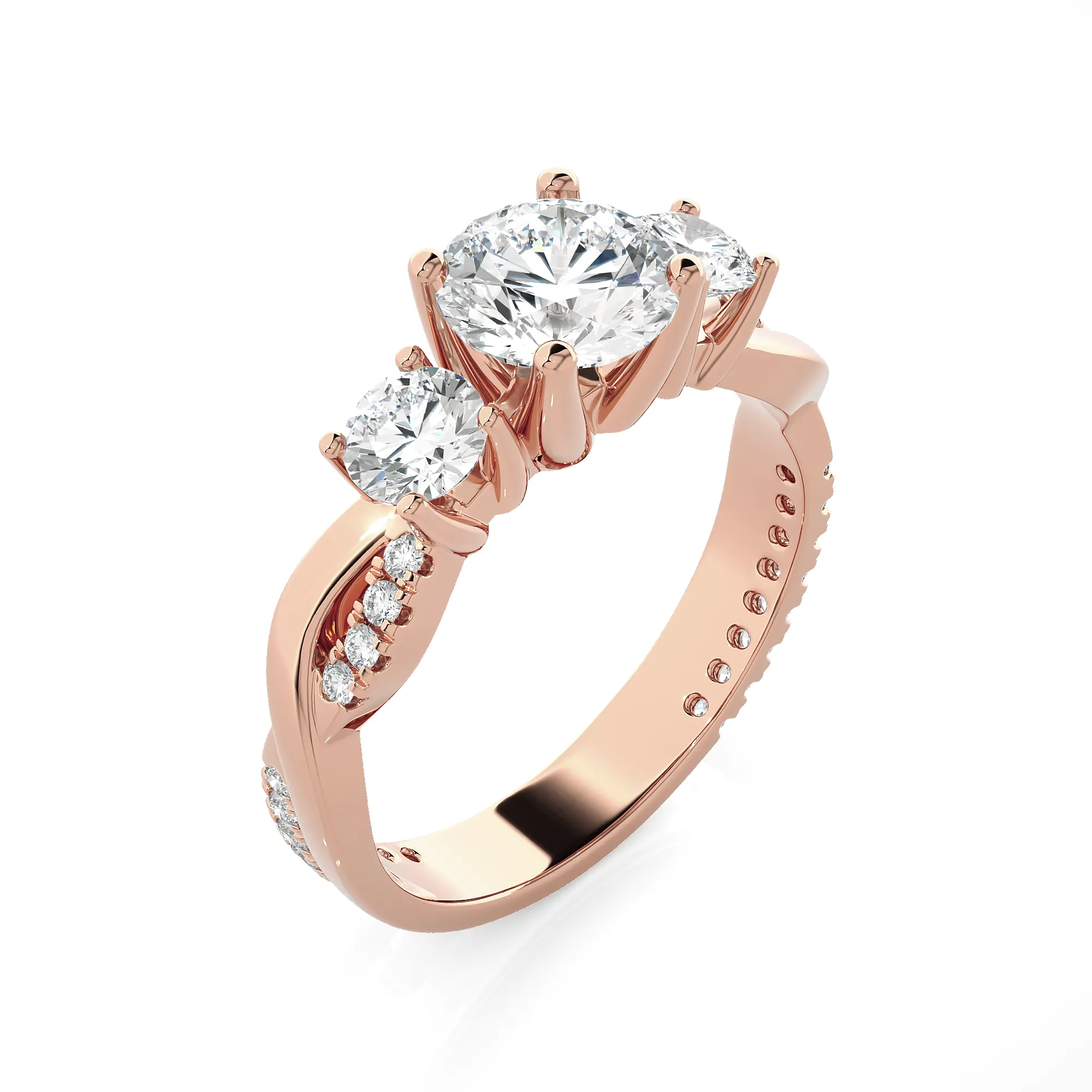 1 5/8 ctw Round 3 Stone Lab Grown Diamond Ring