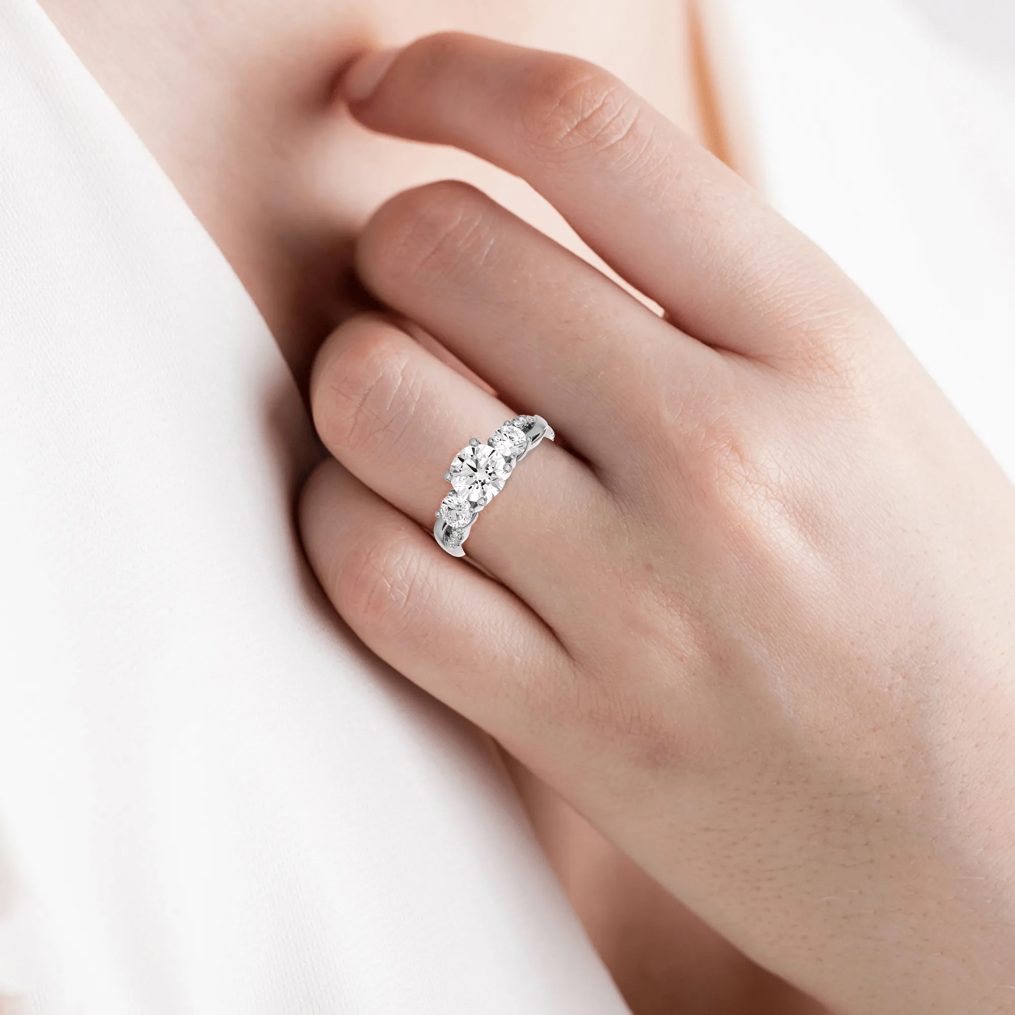 1 5/8 ctw Round 3 Stone Lab Grown Diamond Ring