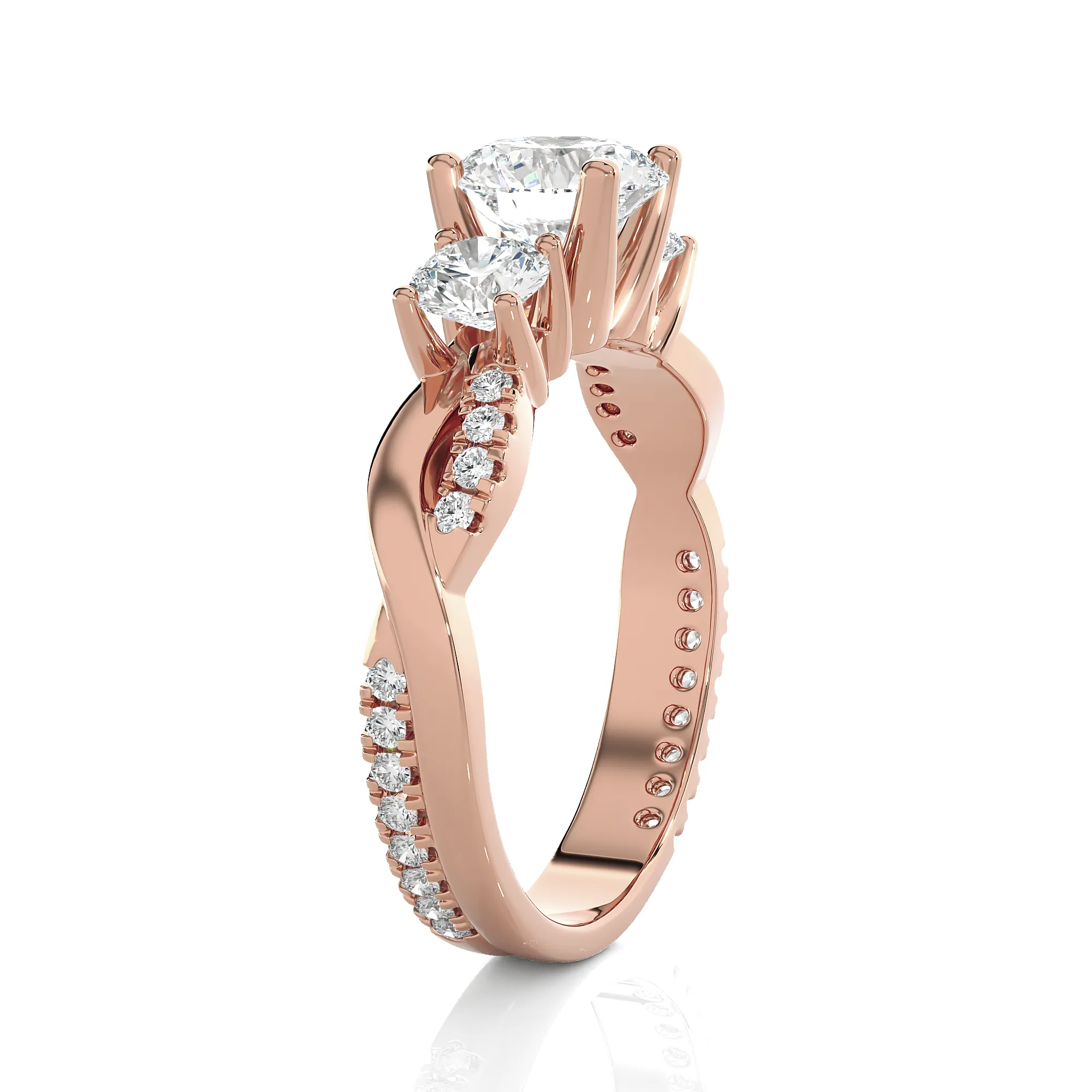 1 5/8 ctw Round 3 Stone Lab Grown Diamond Ring