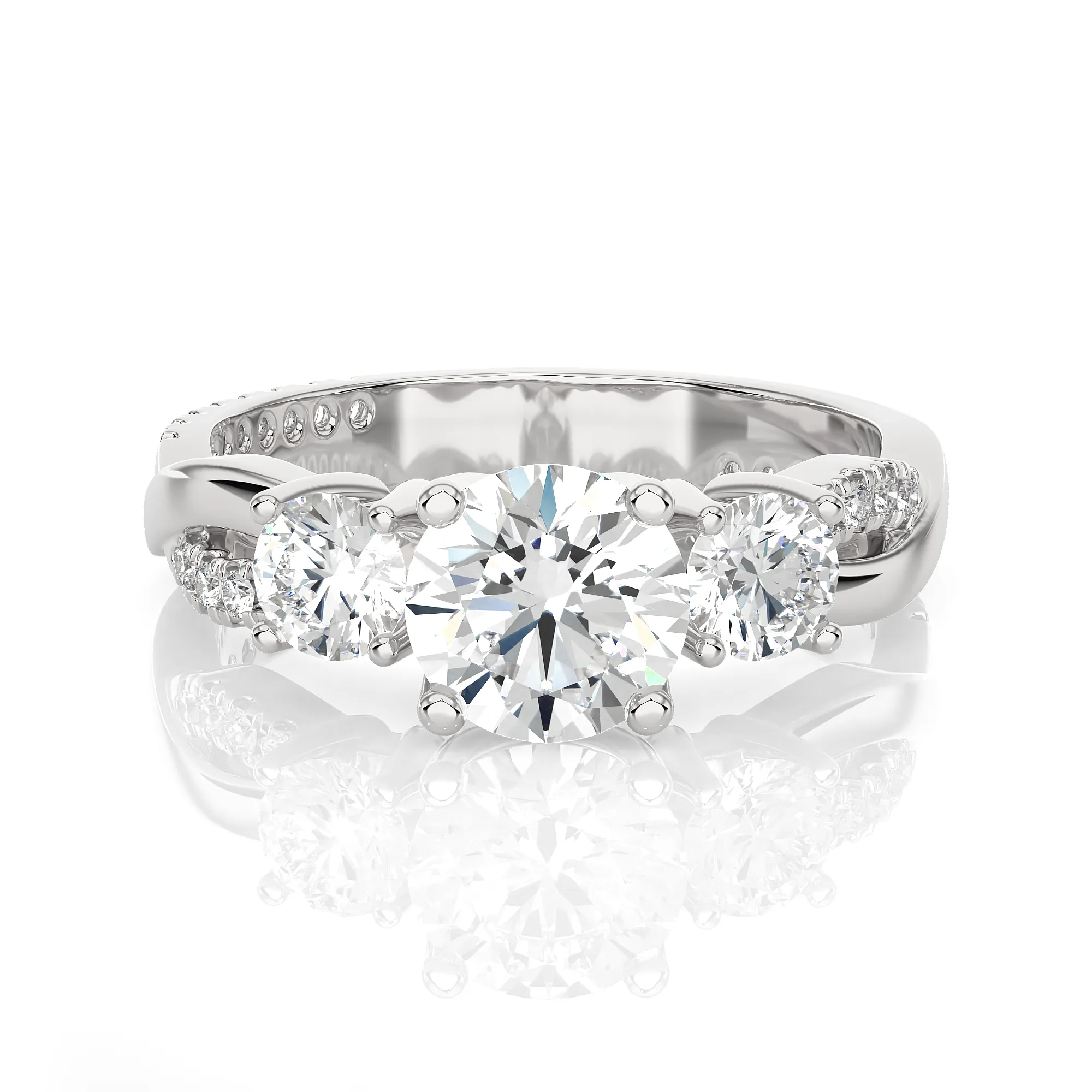 1 5/8 ctw Round 3 Stone Lab Grown Diamond Ring