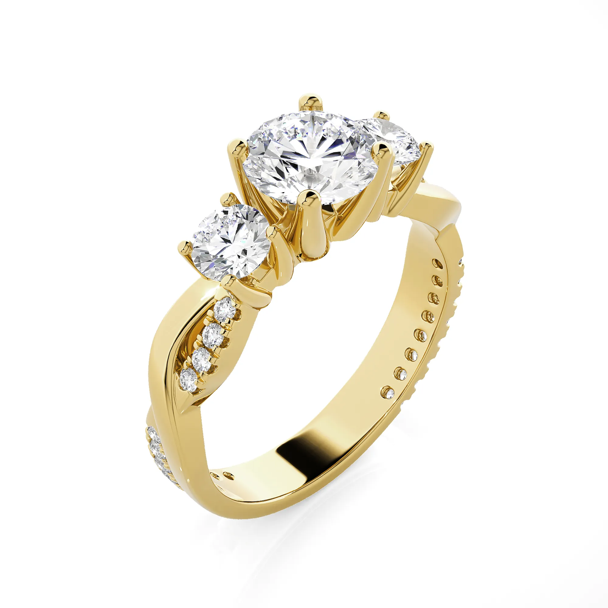 1 5/8 ctw Round 3 Stone Lab Grown Diamond Ring