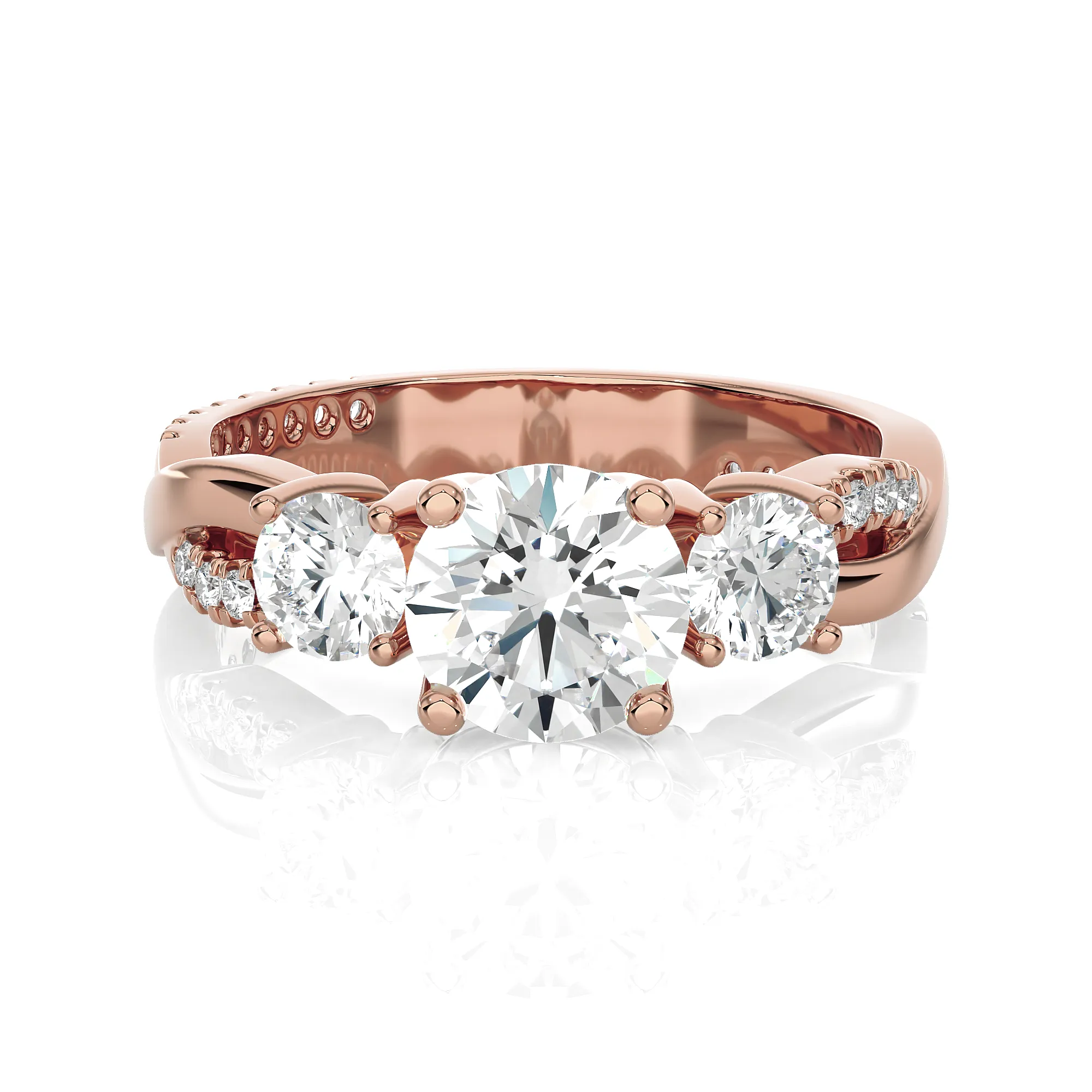 1 5/8 ctw Round 3 Stone Lab Grown Diamond Ring