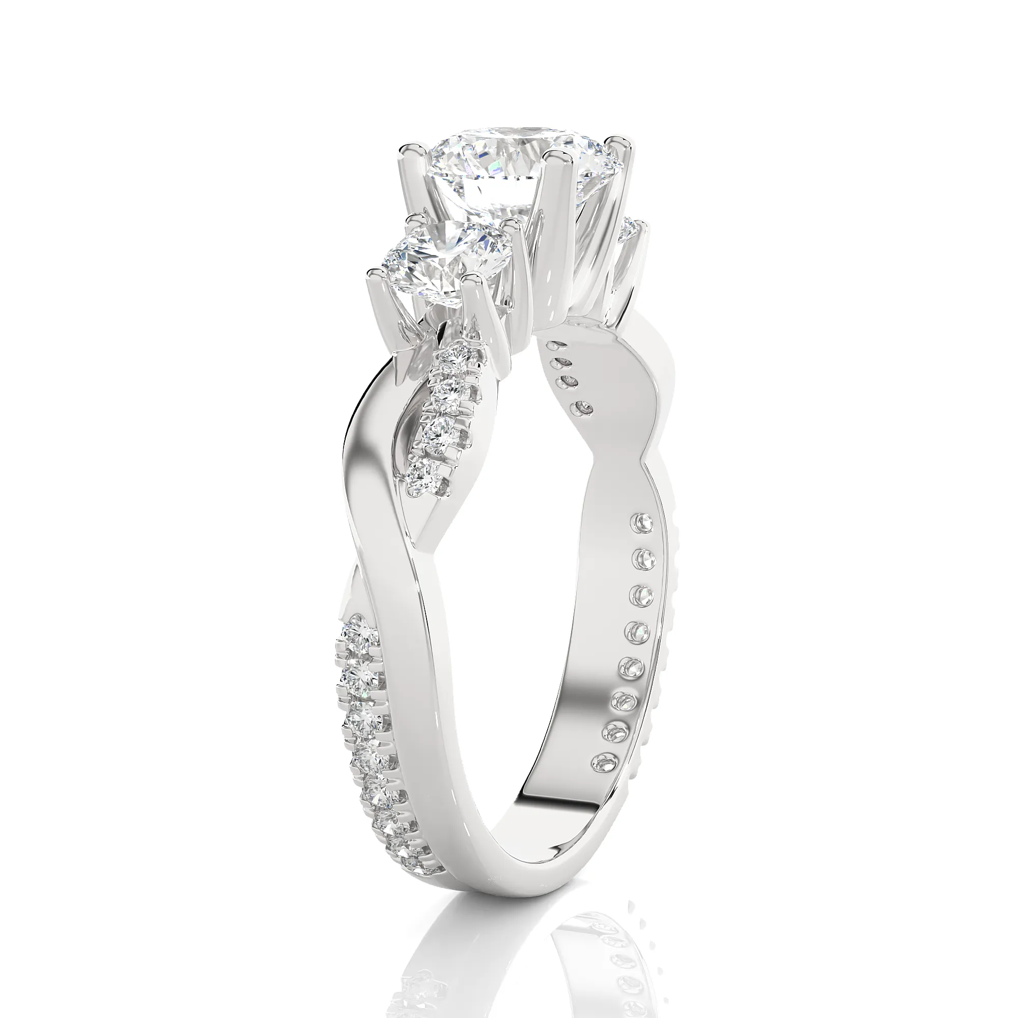 1 5/8 ctw Round 3 Stone Lab Grown Diamond Ring