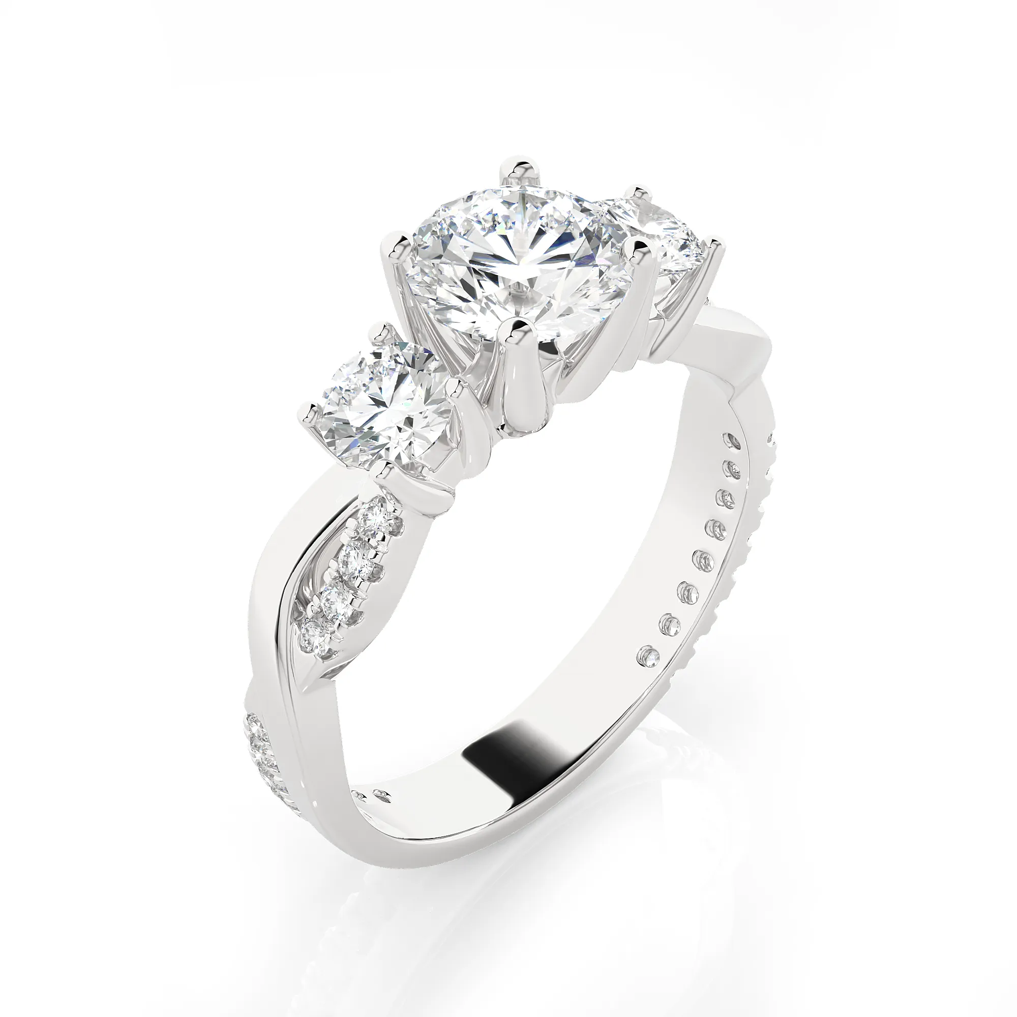 1 5/8 ctw Round 3 Stone Lab Grown Diamond Ring