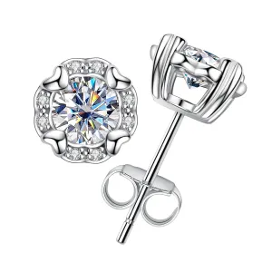 1.0CTTW D Color Moissanite Heart Stud Earrings 925 Sterling Silver Earrings