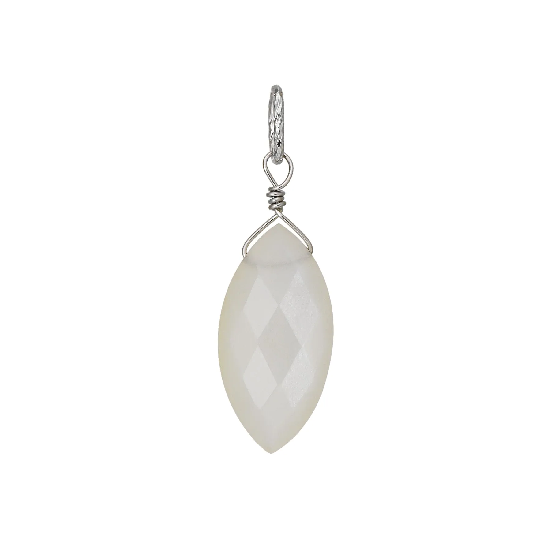 10K Moonstone Necklace Charm (White Gold)