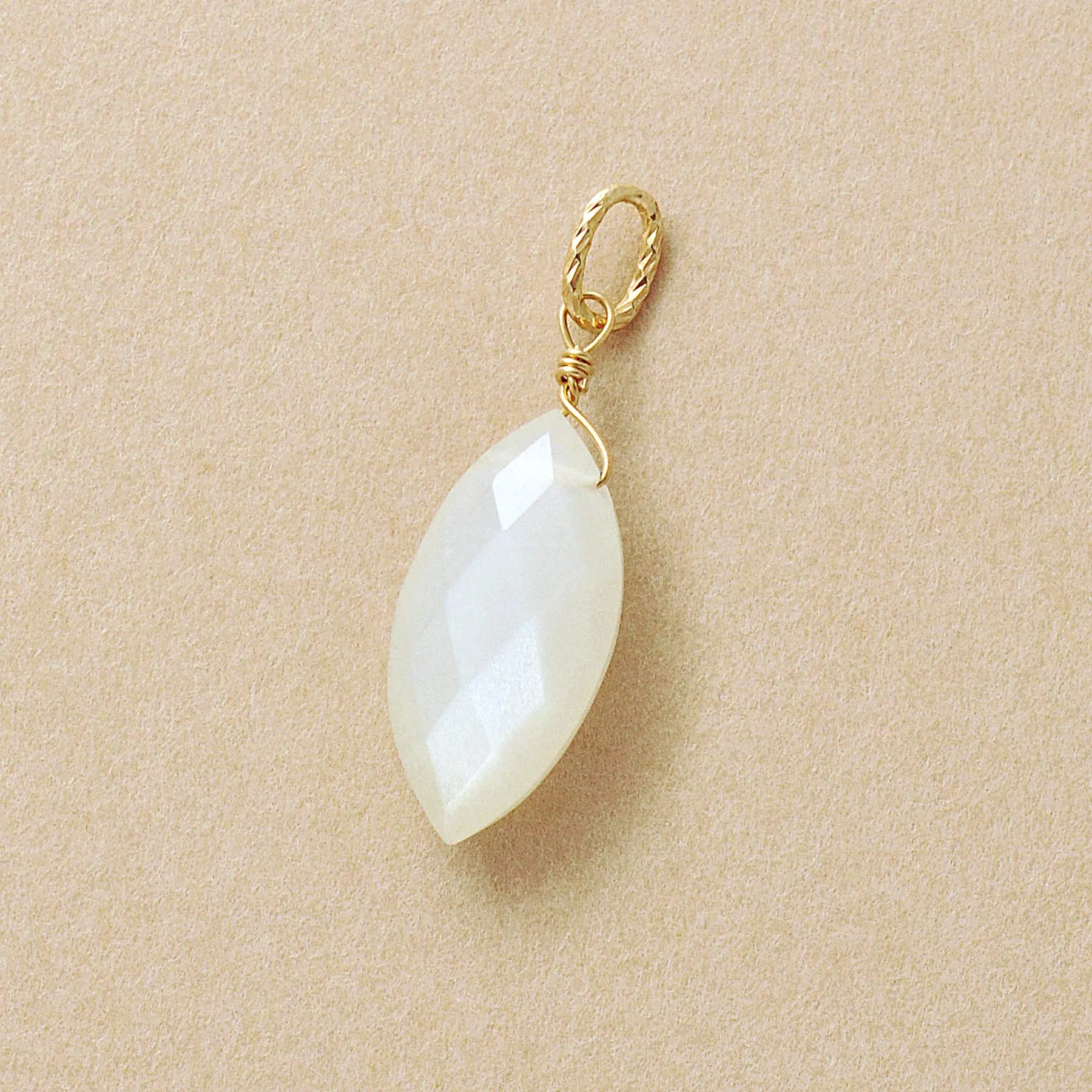 10K Moonstone Necklace Charm (Yellow Gold)