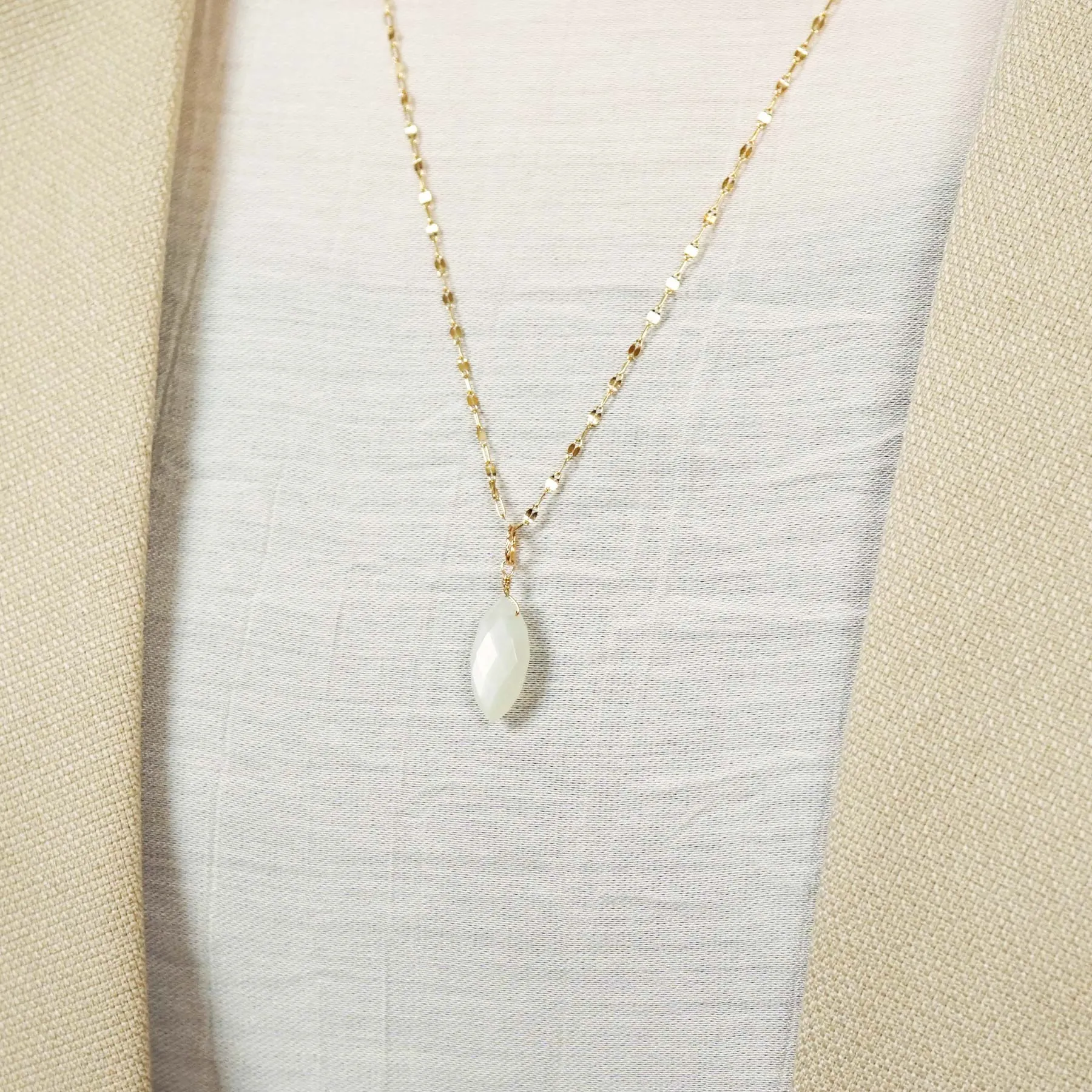 10K Moonstone Necklace Charm (Yellow Gold)