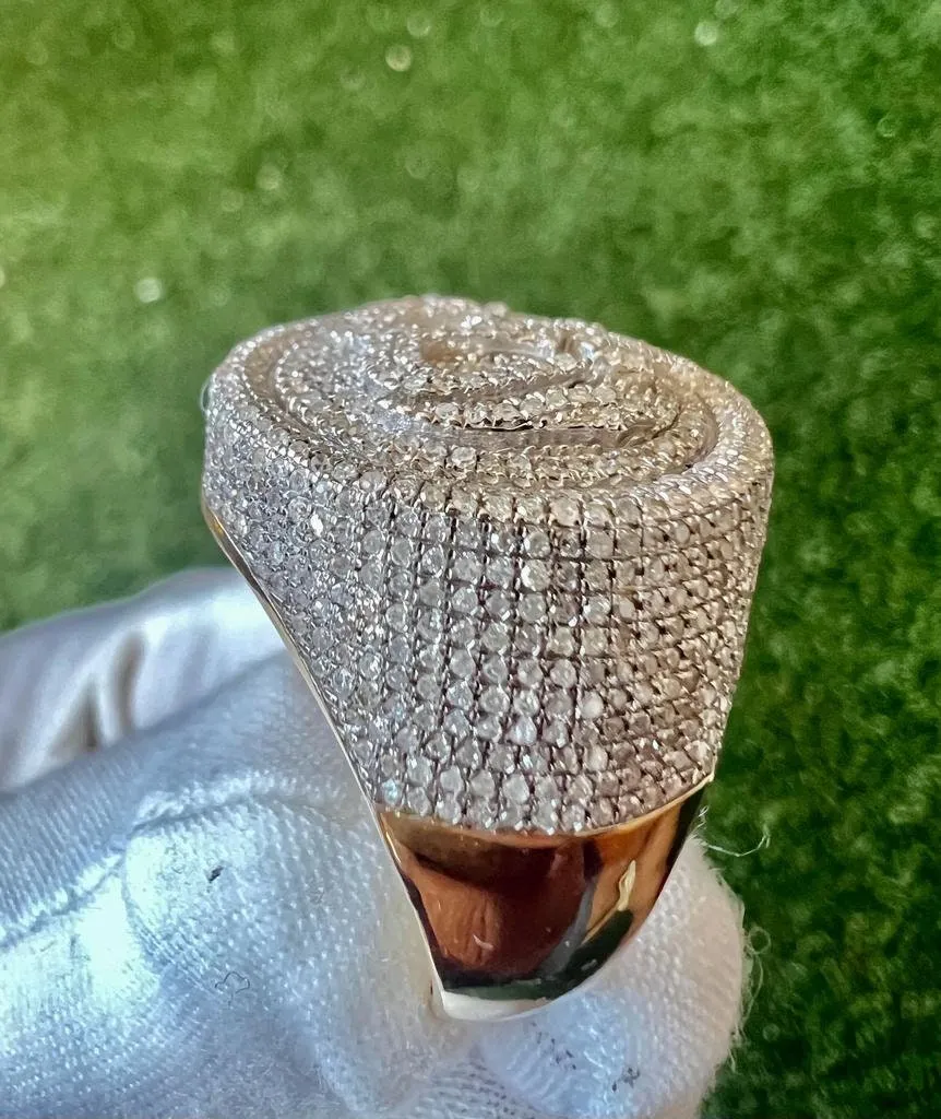 10k Yellow Gold 1.76ct Allah Diamond Ring | Islamic Pinky Ring Band | Islamic Jewelry | Mens Diamond Ring | Big Islamic Ring | Muslim Ring