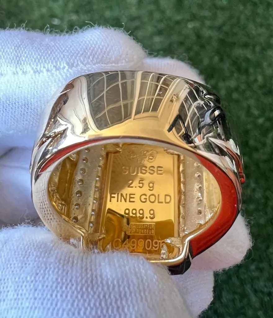 10K Yellow Gold Pamp Suisse Coin Diamond Men's Ring 0.95 ct Lady Fortuna 16.2 grams -Size 10, Mens Finger Ring, Gift for Him