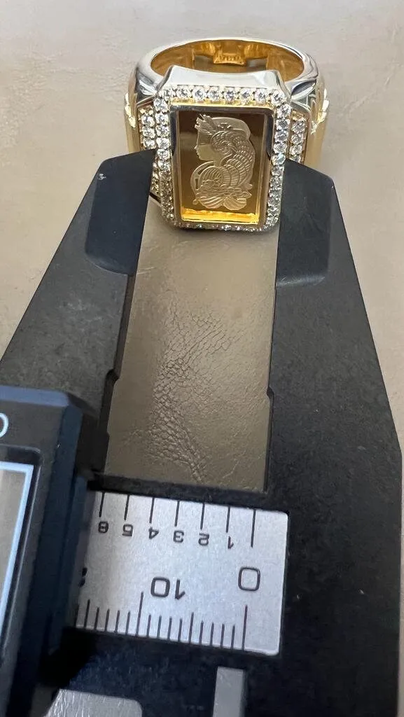 10K Yellow Gold Pamp Suisse Coin Diamond Men's Ring 0.95 ct Lady Fortuna 16.2 grams -Size 10, Mens Finger Ring, Gift for Him