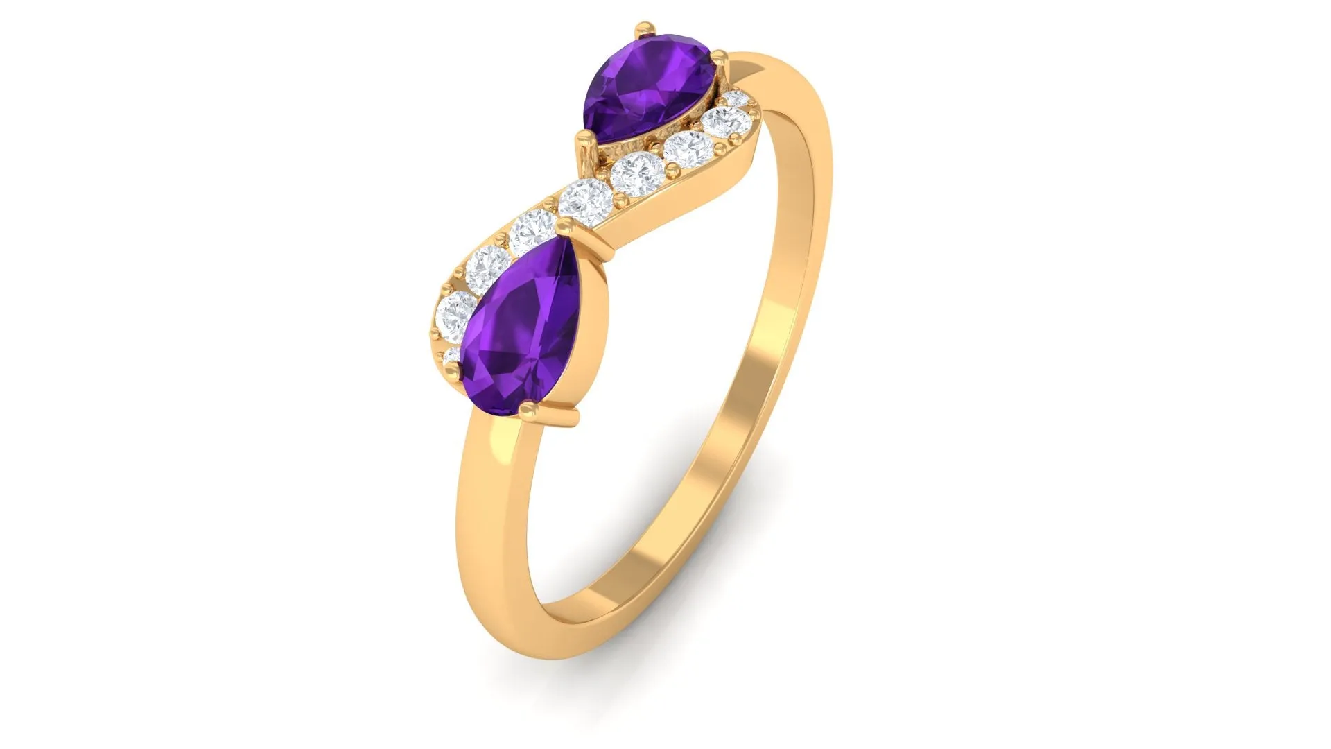 1/2 CT Pear Amethyst Infinity Promise Ring with Diamond