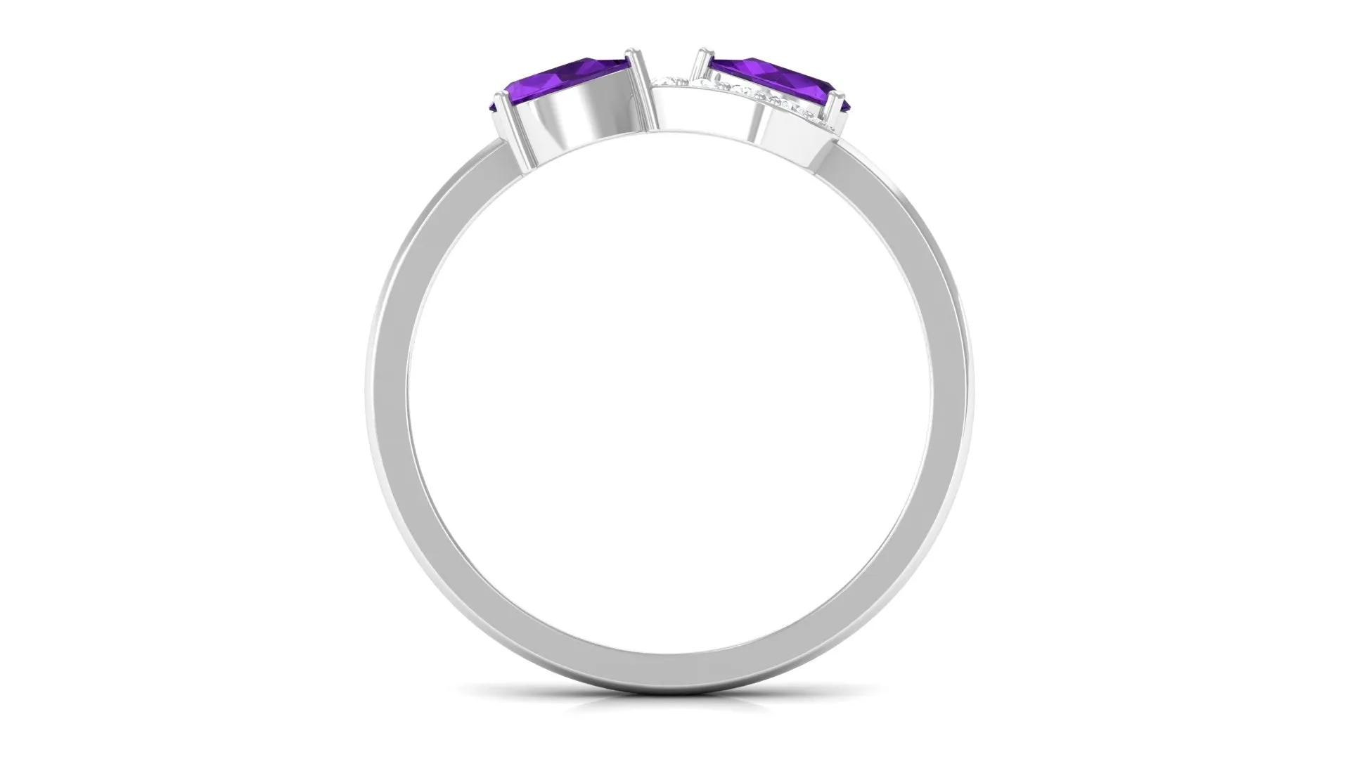 1/2 CT Pear Amethyst Infinity Promise Ring with Diamond
