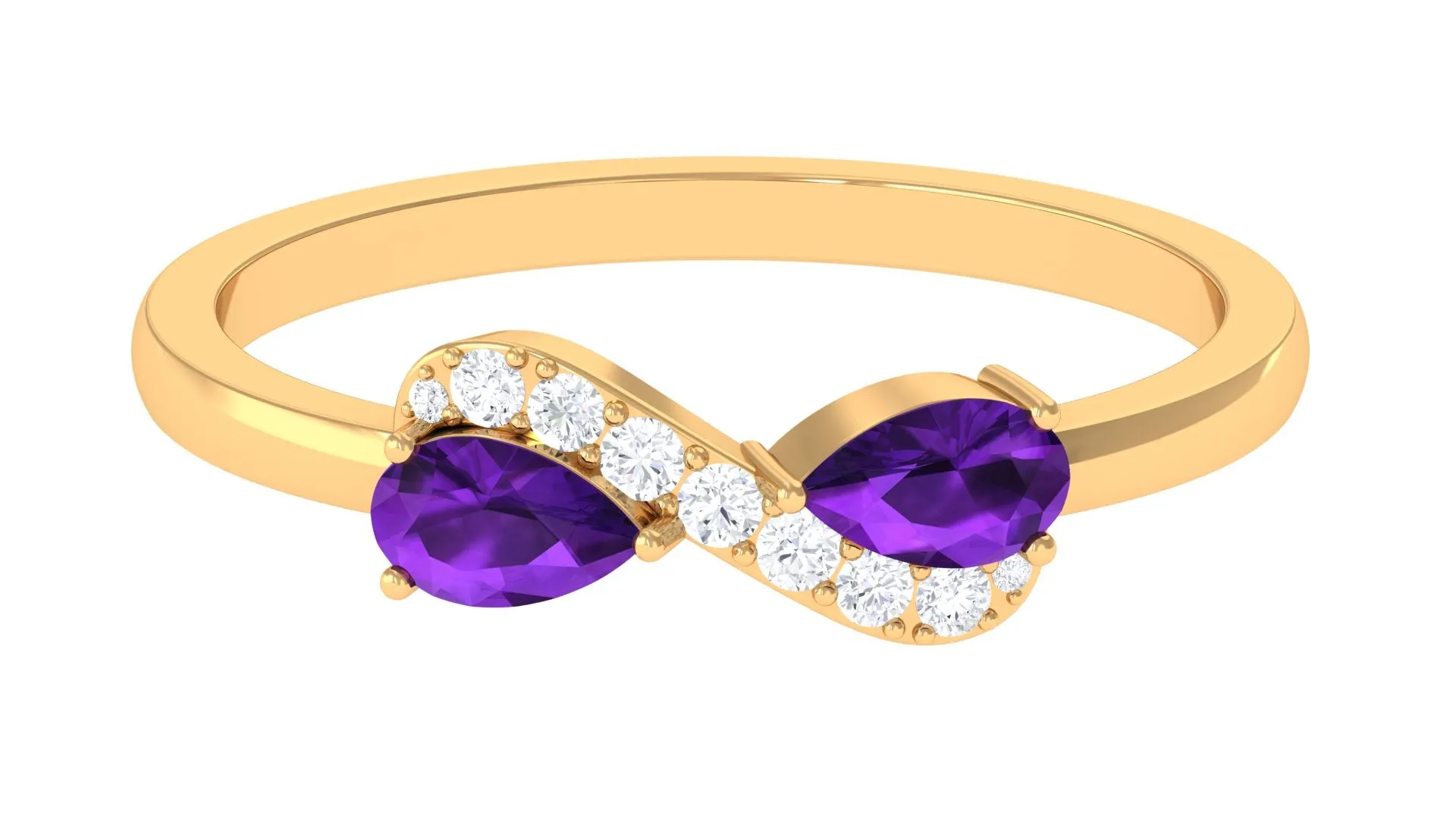 1/2 CT Pear Amethyst Infinity Promise Ring with Diamond