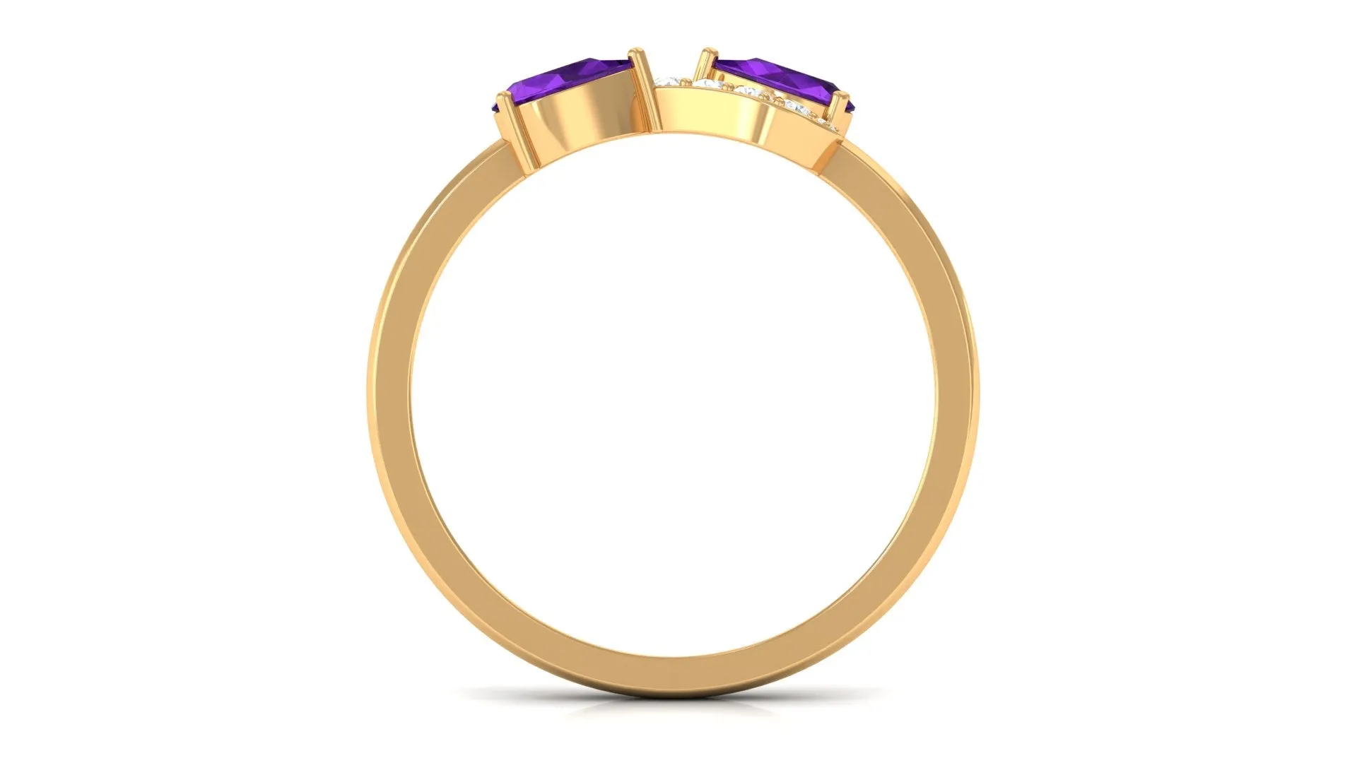 1/2 CT Pear Amethyst Infinity Promise Ring with Diamond