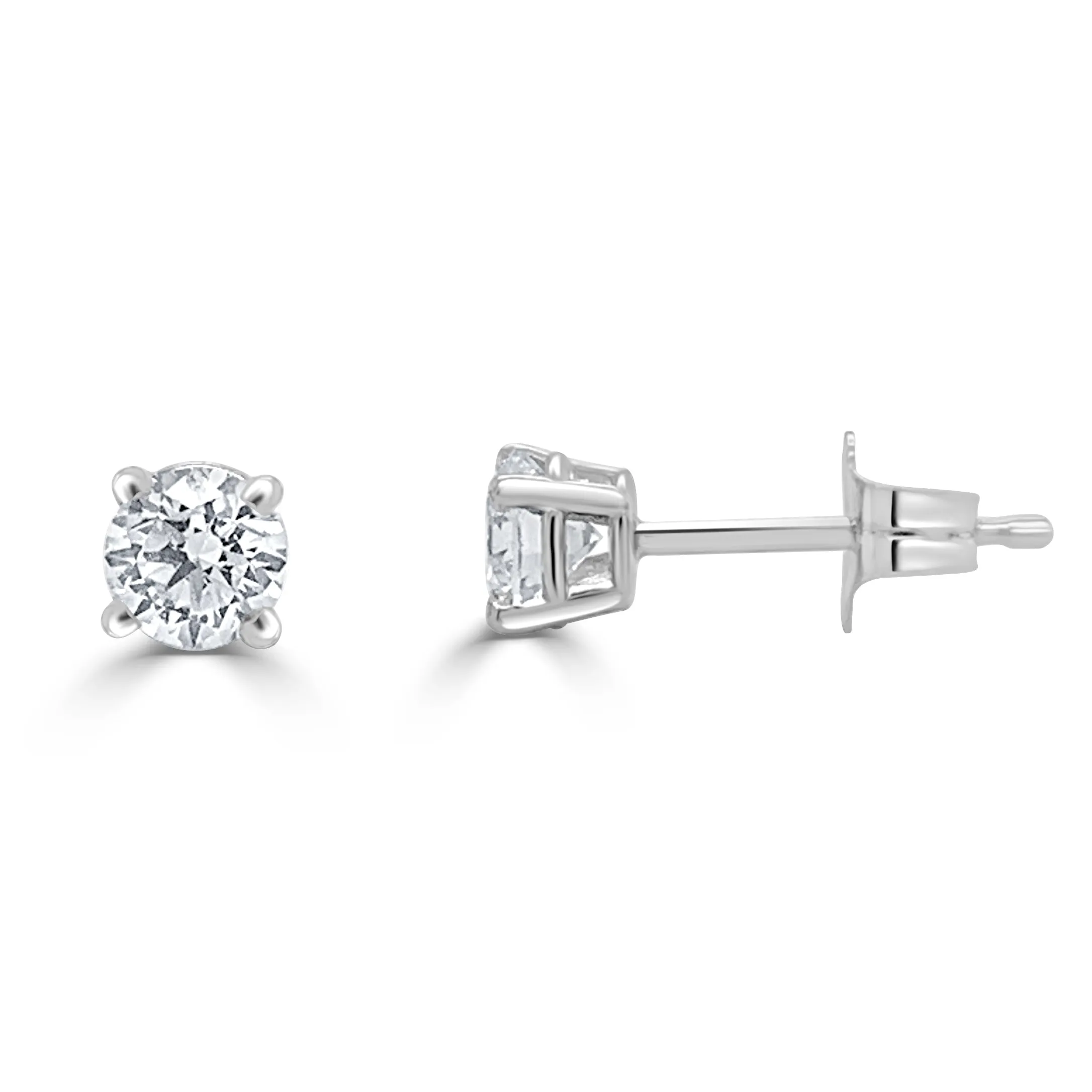 14k Gold & Diamond Round Stud Earrings - 0.51ct