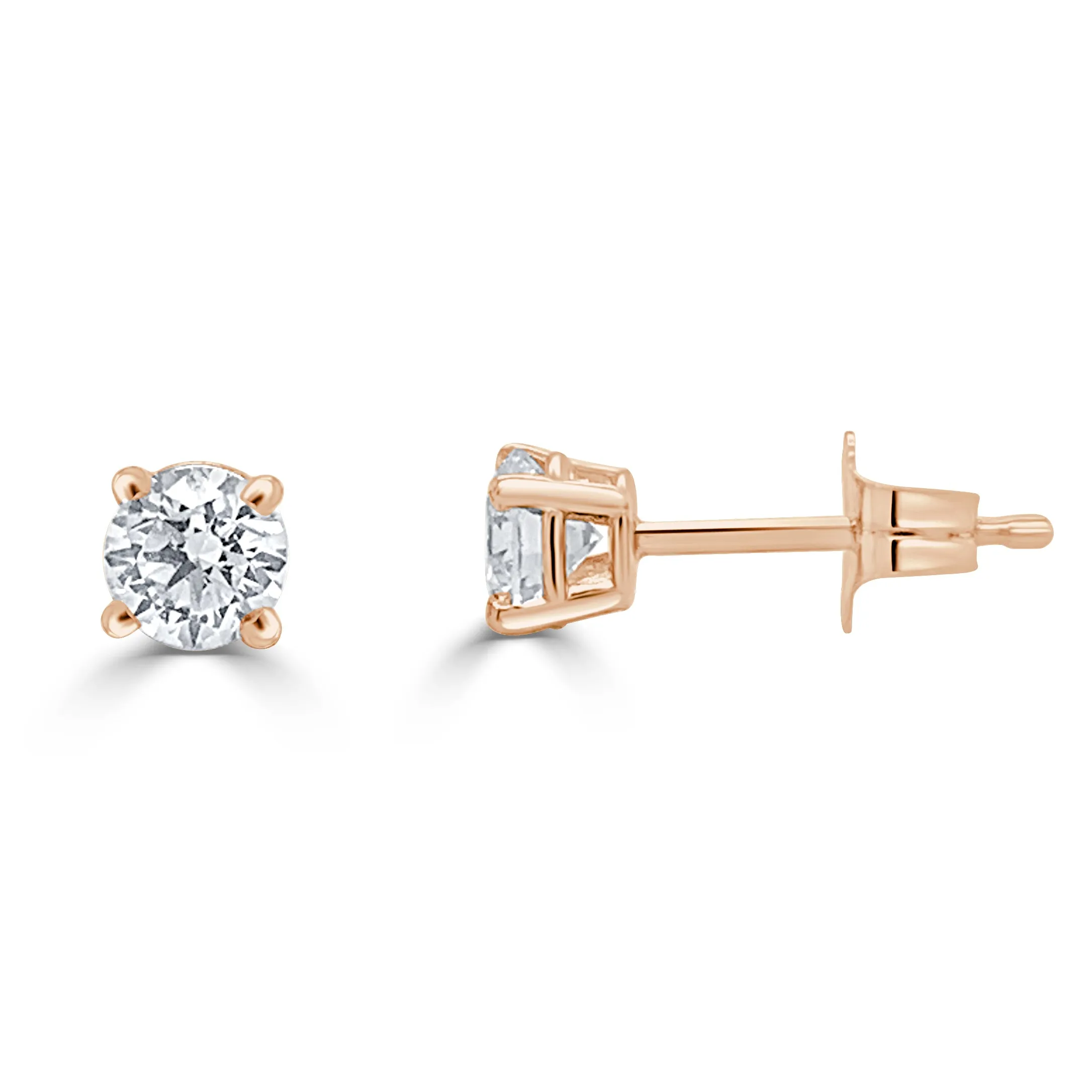 14k Gold & Diamond Round Stud Earrings - 0.51ct