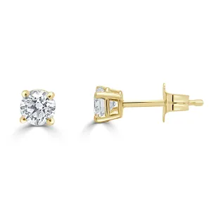 14k Gold & Diamond Round Stud Earrings - 0.51ct