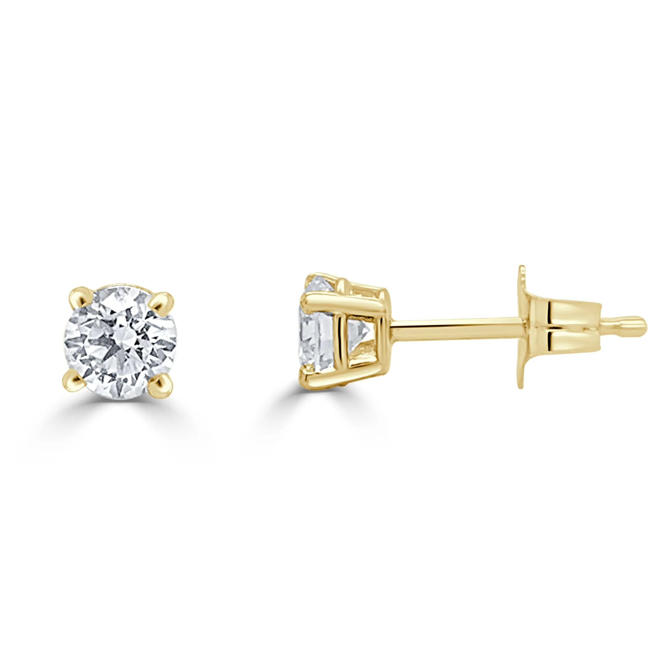 14k Gold & Diamond Round Stud Earrings - 0.51ct