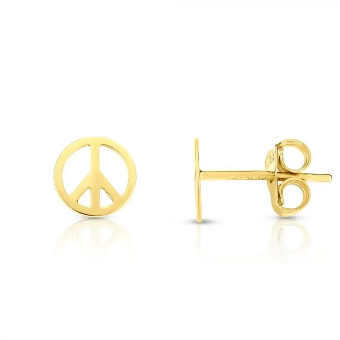 14K Gold Peace Sign Earring