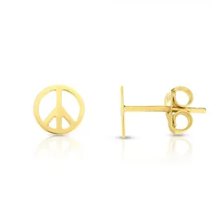 14K Gold Peace Sign Earring