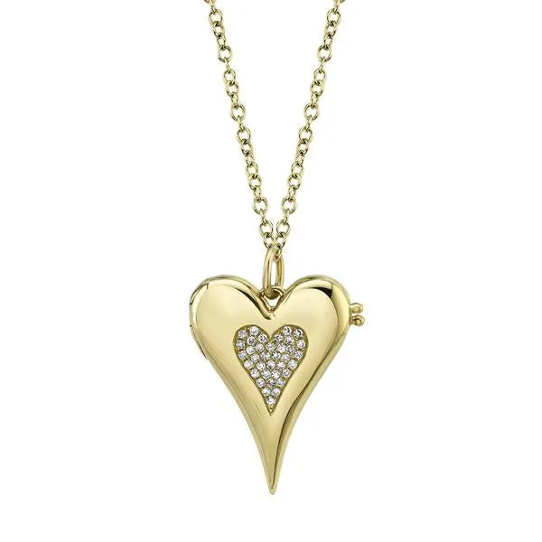 14K Rose Gold Diamond Pave Heart Locket Necklace