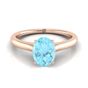 14K Rose Gold Oval Cathedral Solitaire Surprise Secret Stone Engagement Ring