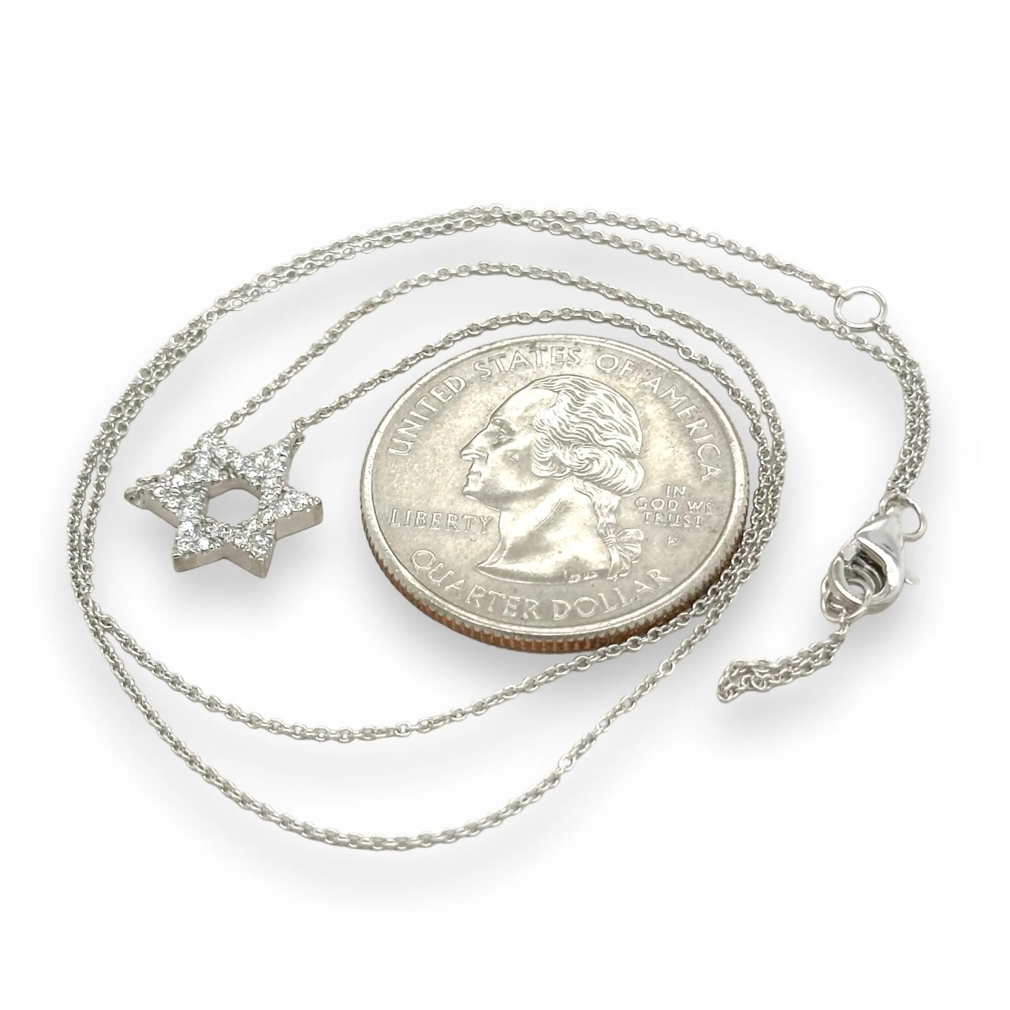 14K W Gold 0.13ctw H/SI1 Star Of David Diamond Pendant