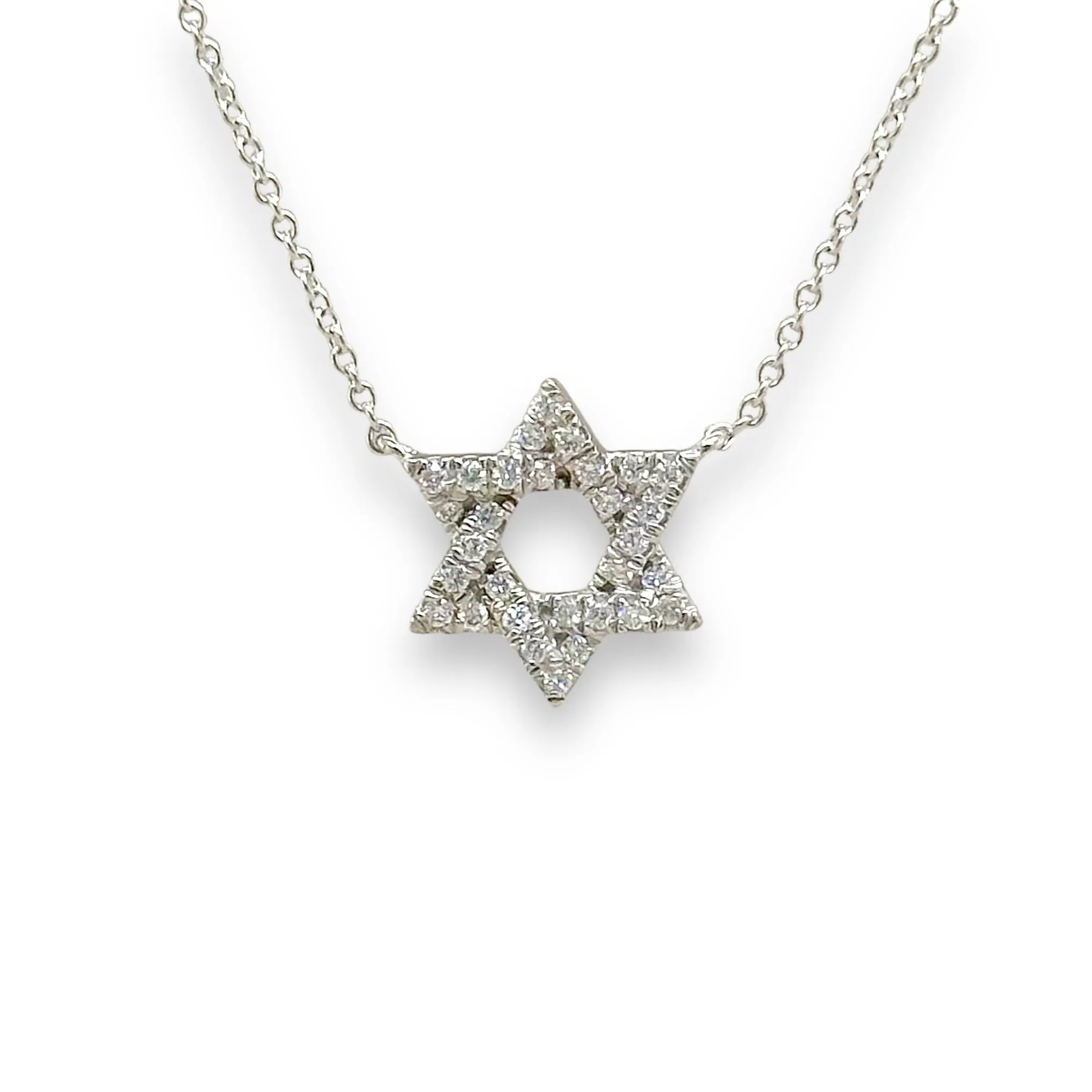 14K W Gold 0.13ctw H/SI1 Star Of David Diamond Pendant
