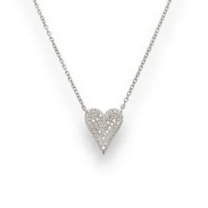 14K W Gold 0.15ctw Pave Diamond Heart Pendant