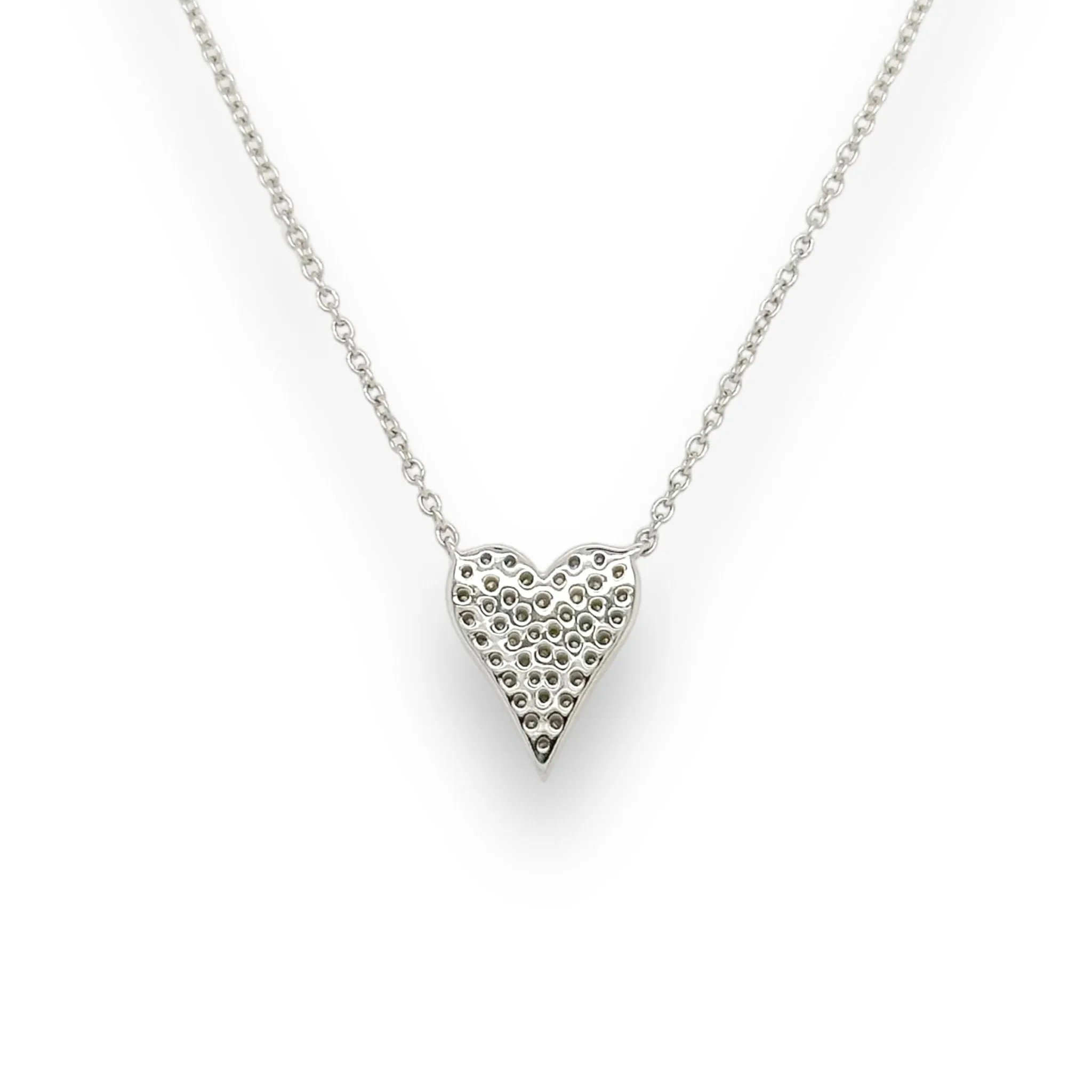 14K W Gold 0.15ctw Pave Diamond Heart Pendant