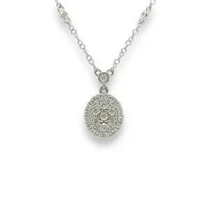 14K W Gold 0.55ctw I/SI1 Oval Diamond Cluster Pendant