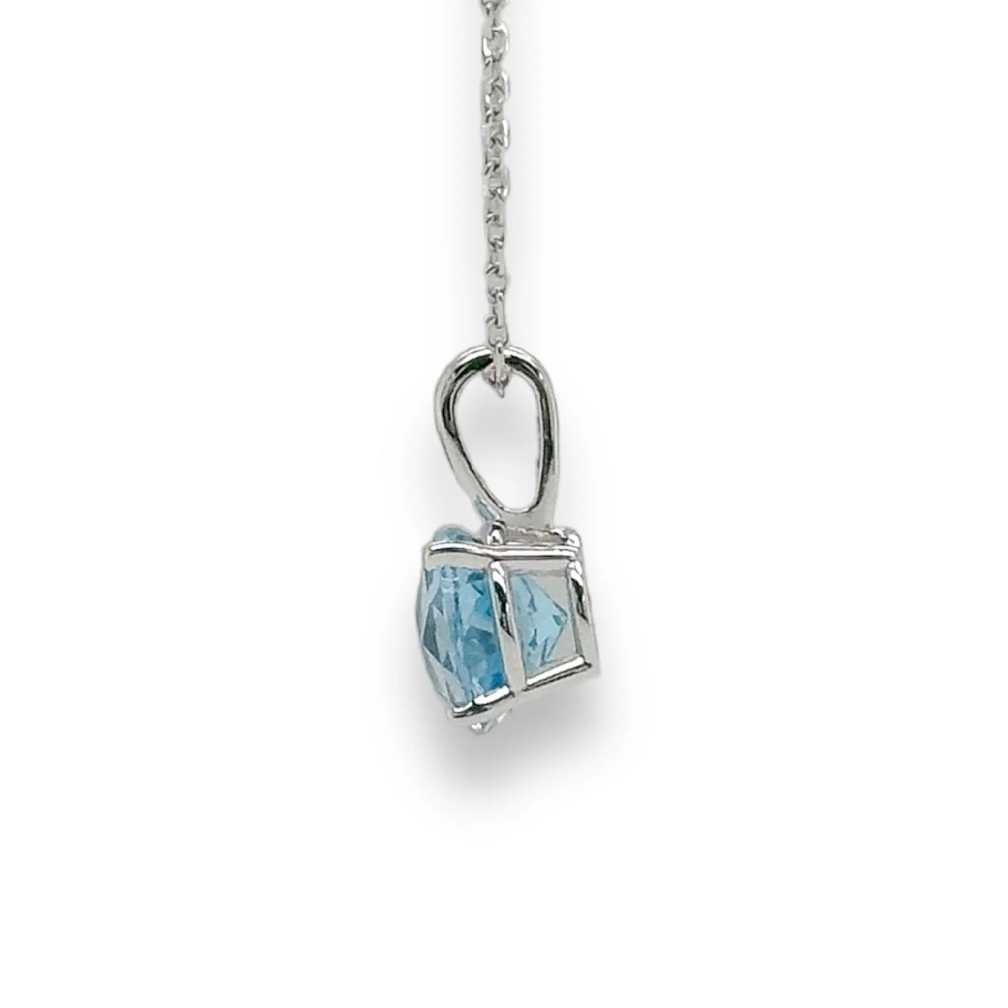 14K W Gold 1ct 6mm Round Blue Topaz Pendant