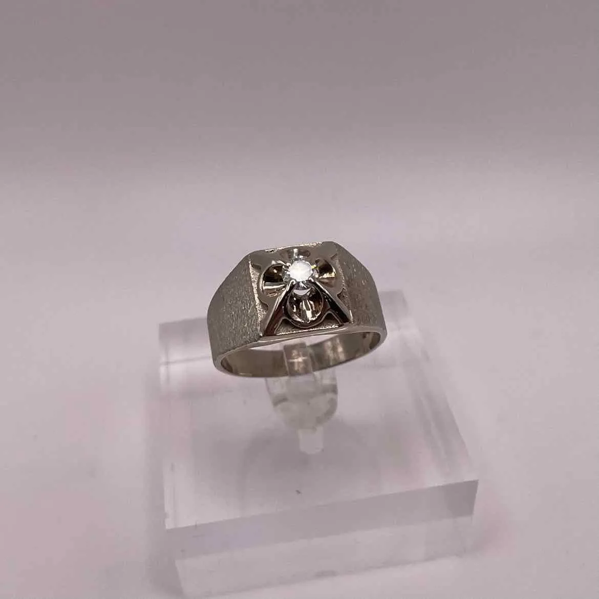 14K WHITE GOLD 0.22ct BR Diamond S1-H Ring Mens Size