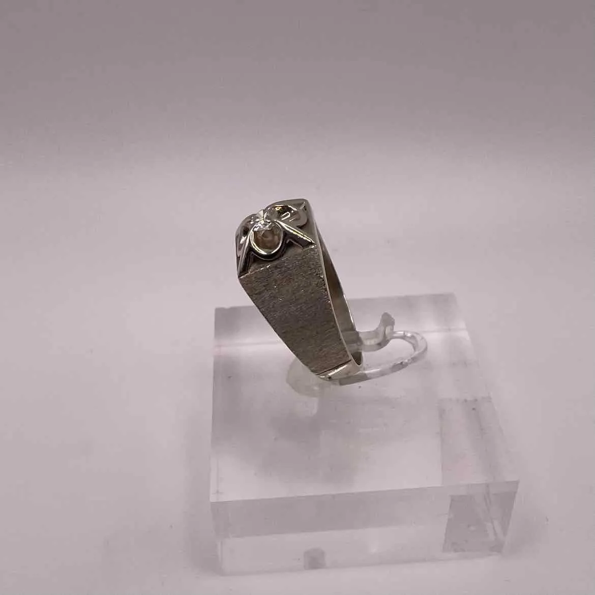 14K WHITE GOLD 0.22ct BR Diamond S1-H Ring Mens Size