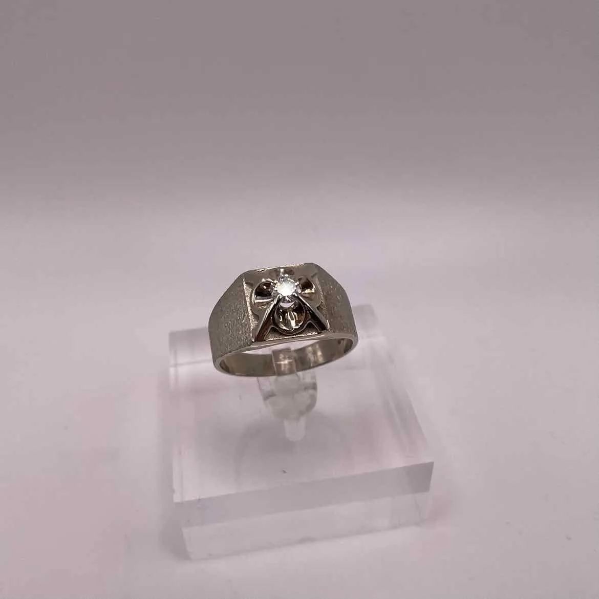 14K WHITE GOLD 0.22ct BR Diamond S1-H Ring Mens Size