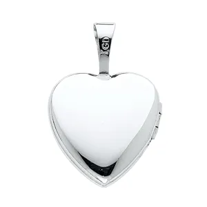 14K White Gold Heart Locket