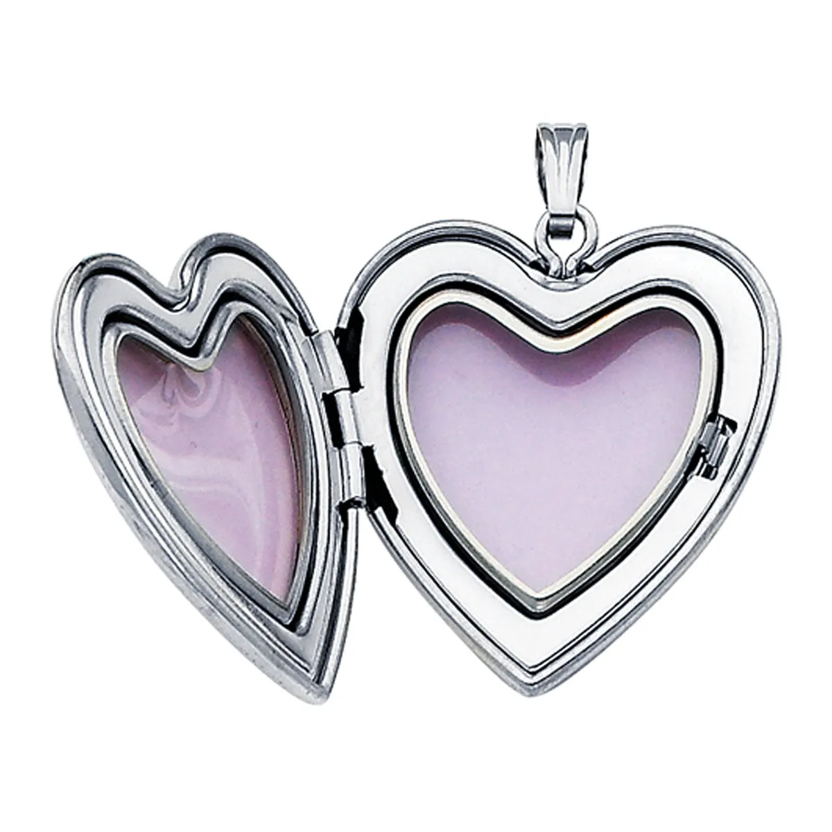 14K White Gold Heart Locket