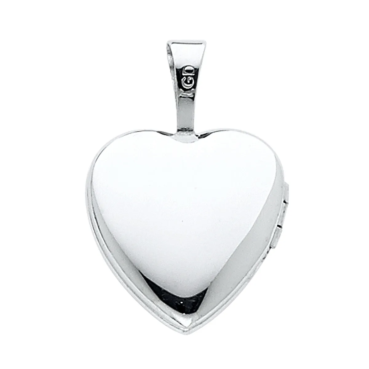 14K White Gold Heart Locket