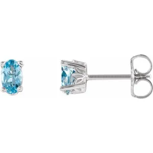14K White Natural Aquamarine Earrings