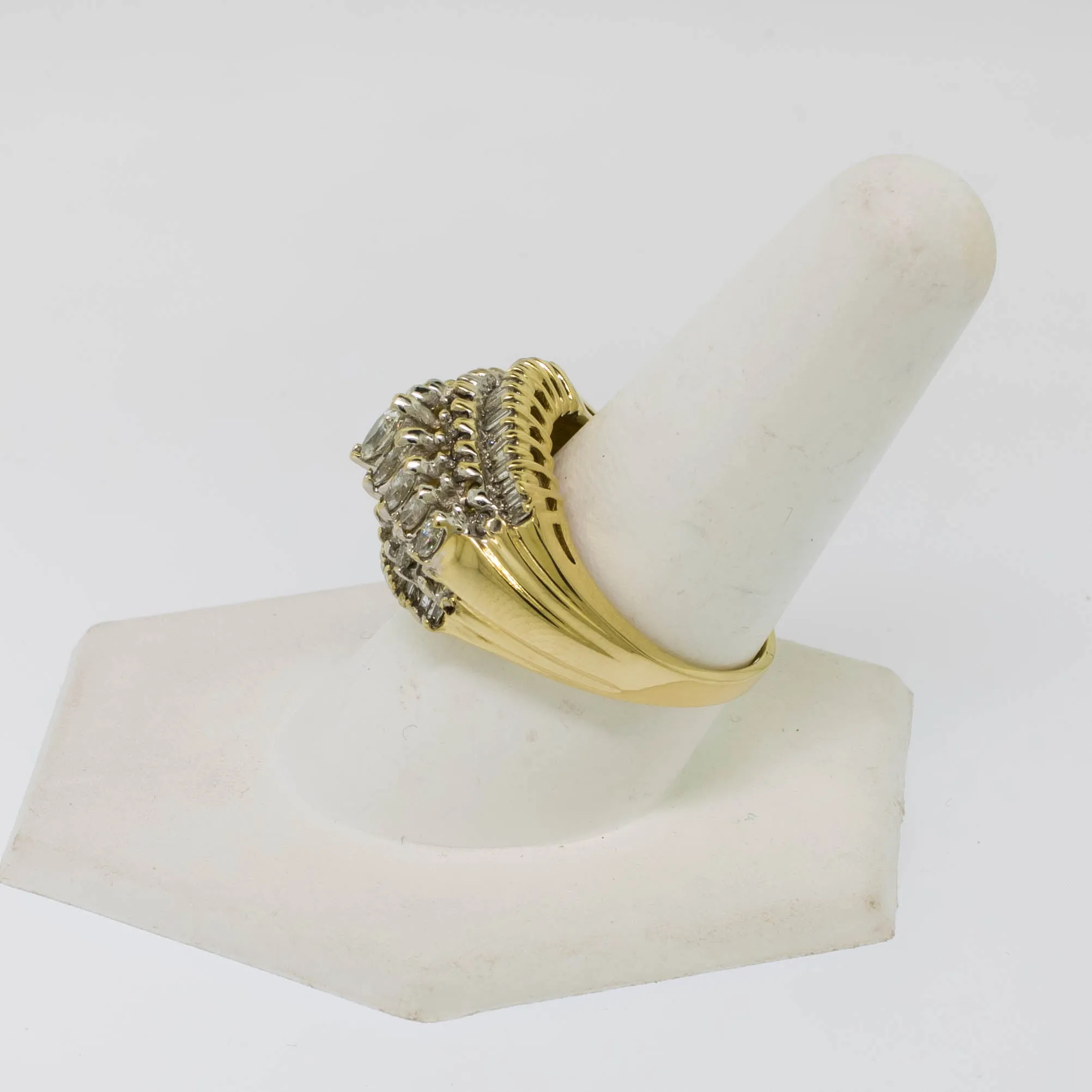14K Yellow Gold Diamond Dome Ring - 1.76ctw, Size 10, Estate Jewelry